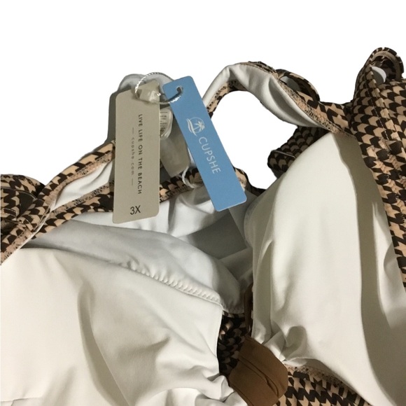 Cupshe One Piece Brown Herringbone Plaid Size 3X NWT Swimsuit (See Sizing) - Picture 8 of 9